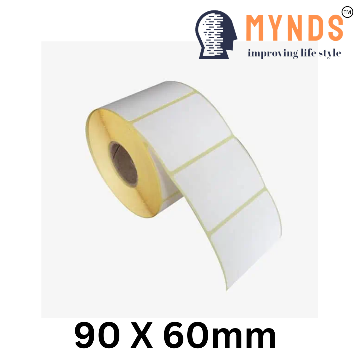 Mynds Paper Barcode Label Roll – 90 X 60mm